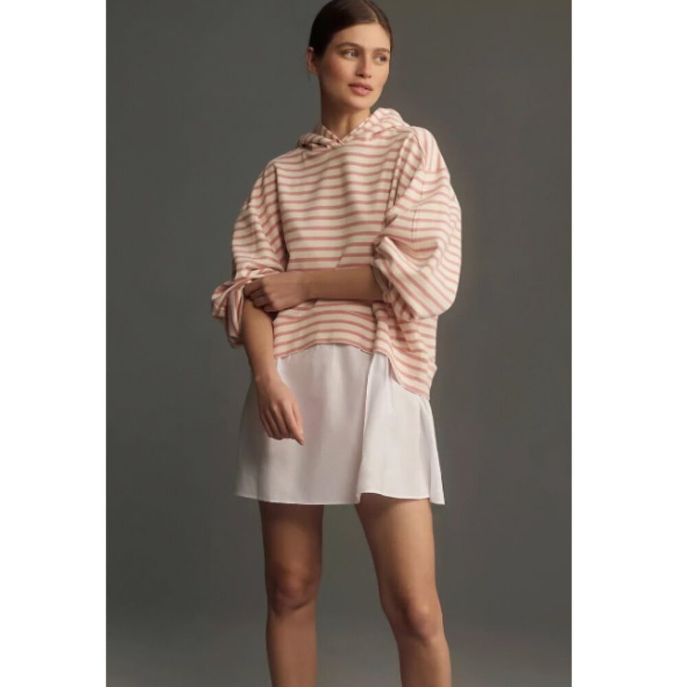 Anthropologie Striped Hooded Sweatshirt Twofer Mini Dress